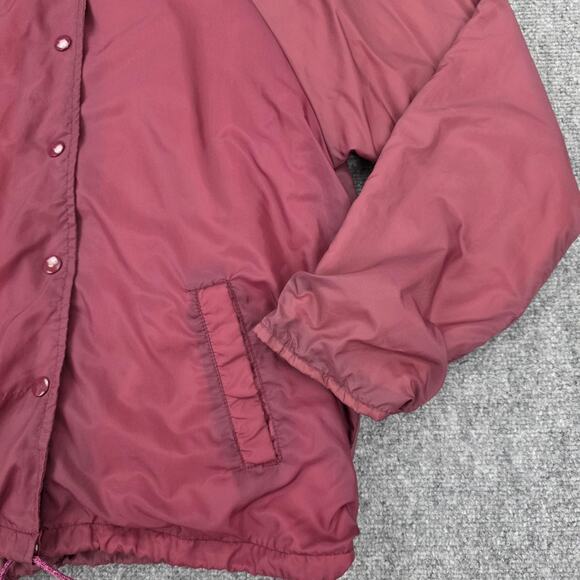 Vintage Sears Jacket Mens Small Maroon Nylon Coaches Lined Snap Front 90s Street - Picture 16 of 16